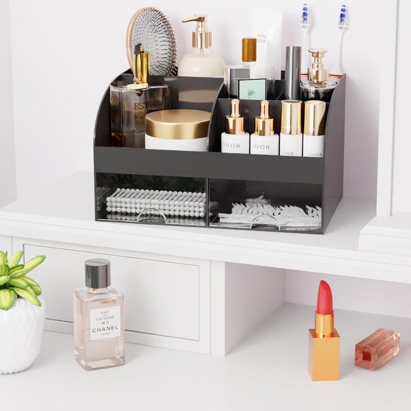 COMFYROOM Makeup Organizer with Drawers, Cosmetic Storage for Dresser Vanity and Bathroom Countertop, Beauty Holder for Lipstick Brush, Skincare Organizer for Vanity, Cosmetic Display Case (Black-2Pack) - Image 5
